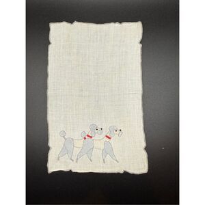 Vintage Linen Cocktail Napkins French Poodle Set of 5